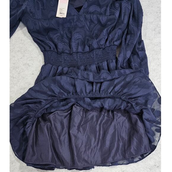 Lilly Pulitzer Dress Christiana Long Sleeve Ruffle Poly Crepe Swirl Sz 8 NEW NWT - Picture 7 of 12